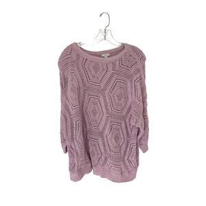 J. Jill Sweater Pink Open Knit Soft Cozy Basic Casual Minimalist Everyday XL